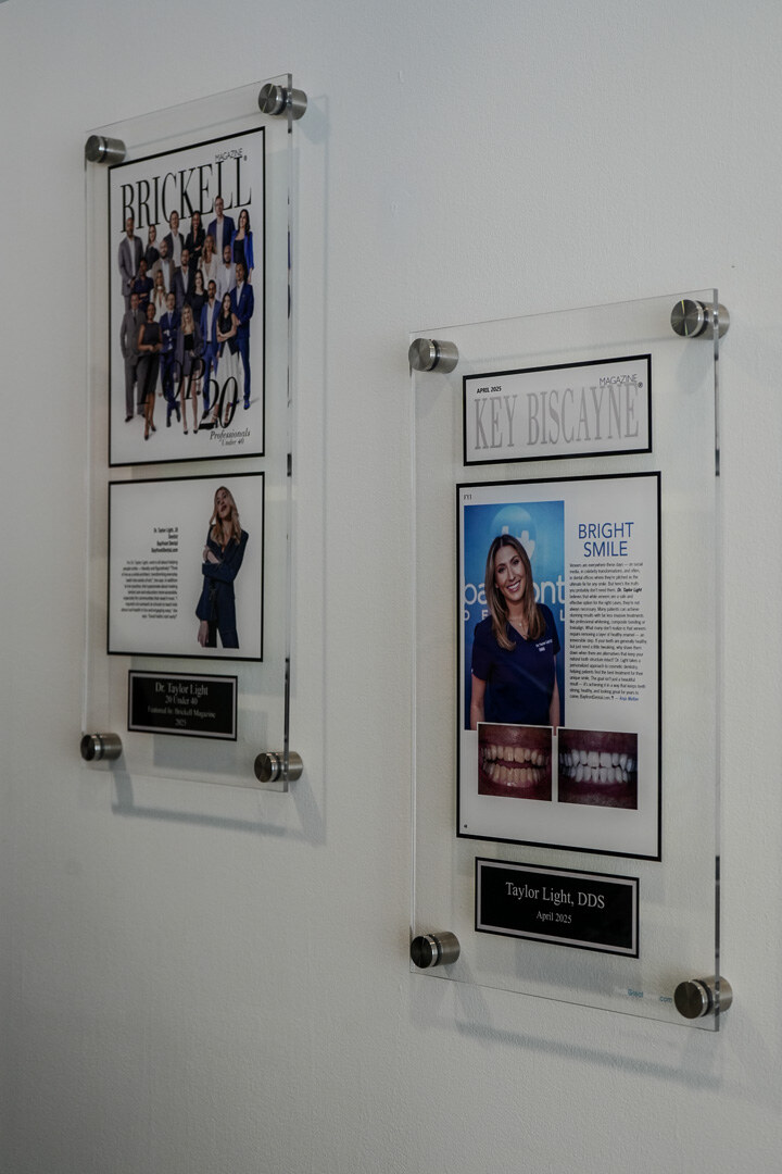 Press recognition displays for Dr. Taylor Light at Bayfront Dental