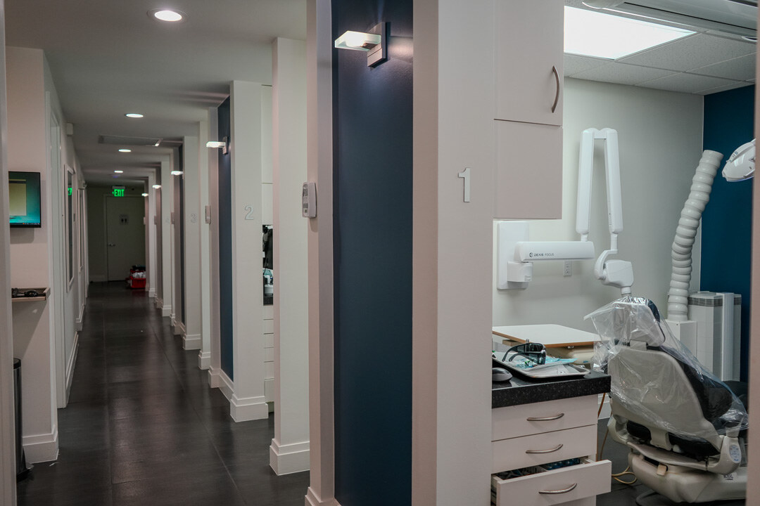 Treatment hallway and dental operatory at Bayfront Dental in Downtown Miami